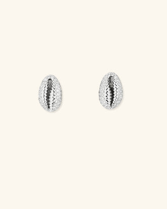 Baby Cowrie Stud Earrings Pavé