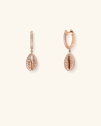 Baby Cowrie Hoop Earrings Pavé