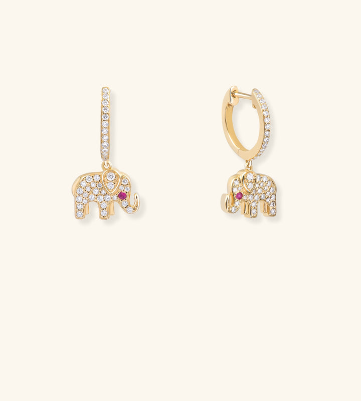 Baby Elephant Hoop Earrings