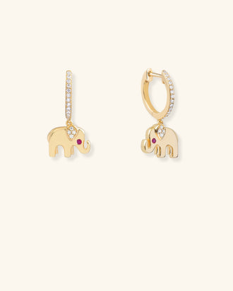 Baby Elephant Hoop Earrings
