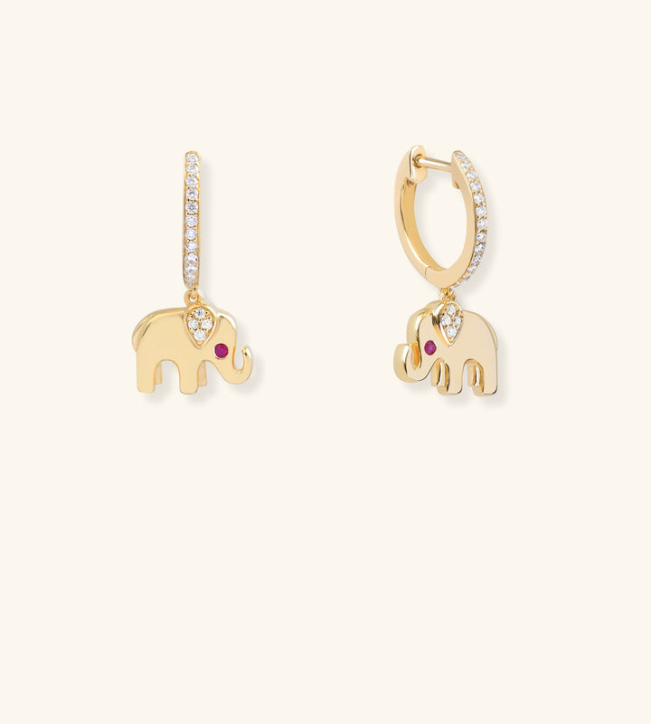 Baby Elephant Hoop Earrings