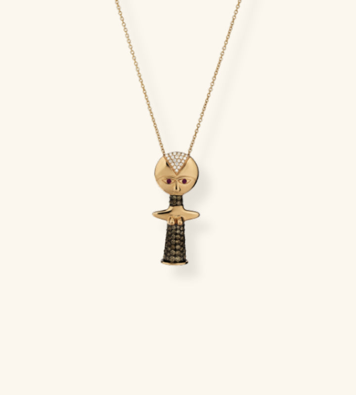 Ashanti Necklace pavé-set with brown diamonds