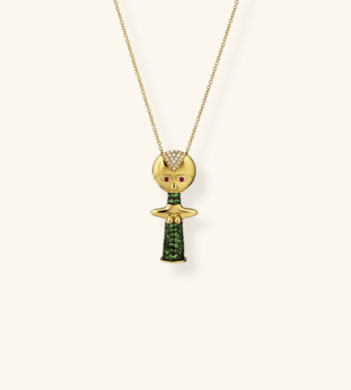 Ashanti Necklace pavé-set with tsavorites