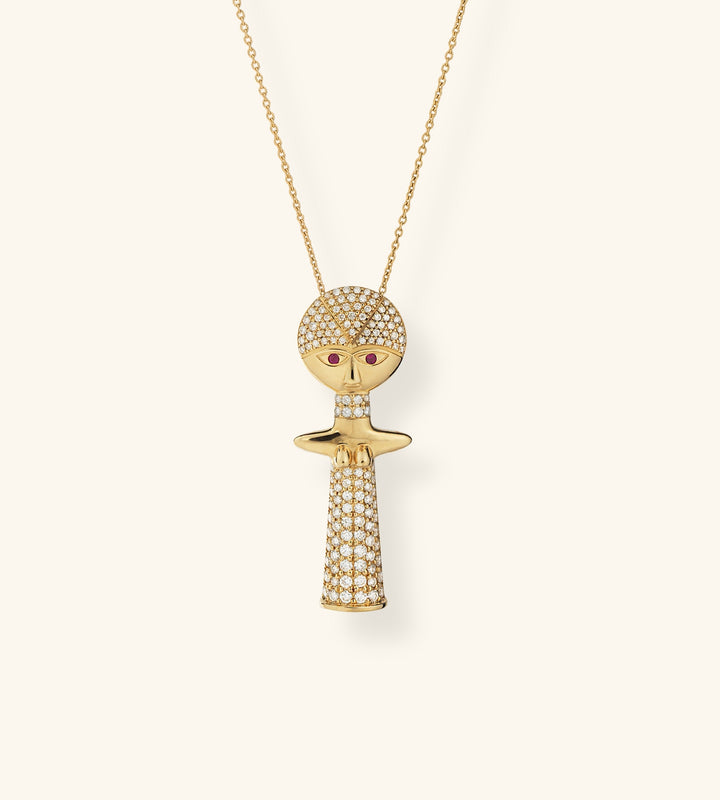 Ashanti Necklace, Large Version pavé-set with diamonds