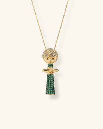 Ashanti Necklace, Large Version pavé-set with tsavorites
