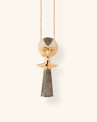 Ashanti XL Necklace pavé-set with brown diamonds