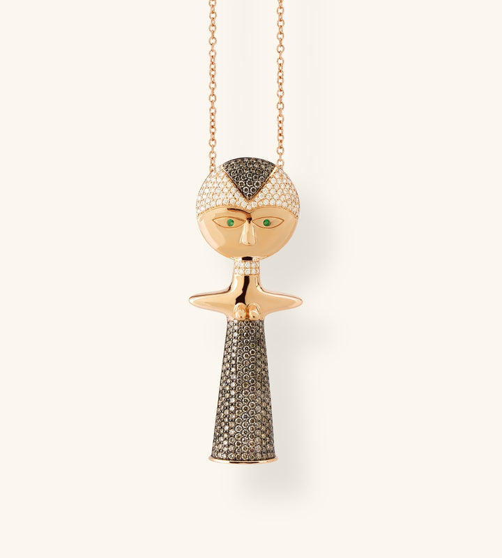Ashanti XL Necklace pavé-set with brown diamonds
