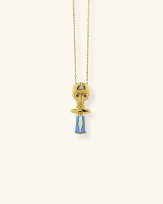Ashanti Necklace, Blue Lacquer