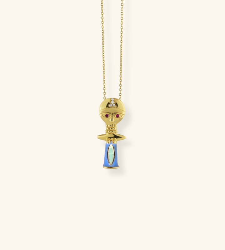 Ashanti Necklace, Blue Lacquer