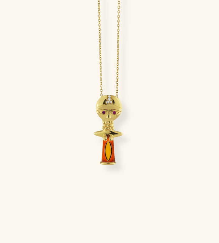 Ashanti Necklace, Orange Lacquer