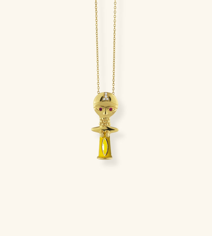 Ashanti Necklace, Yellow Lacquer