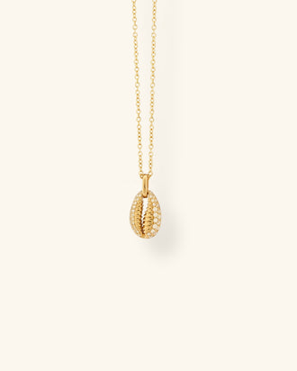Baby Cowrie Necklace Pavé