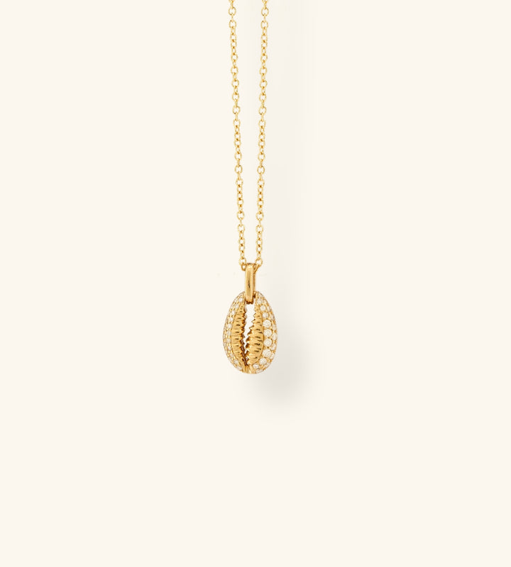 Baby Cowrie Necklace Pavé