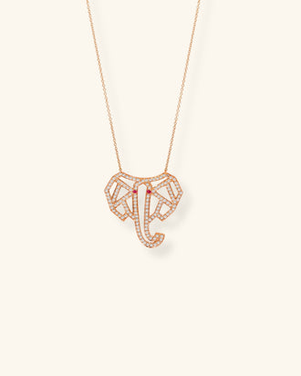 Elephant Necklace, Geometric Pavé