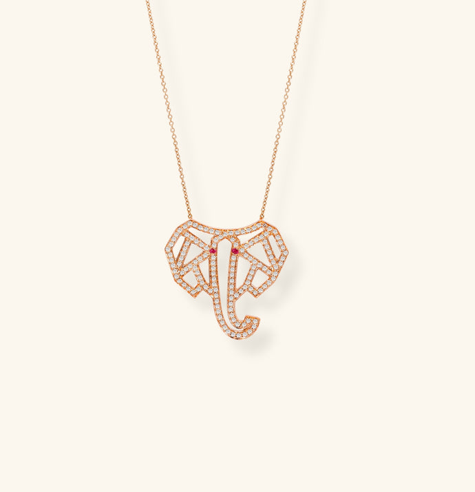 Elephant Necklace, Geometric Pavé