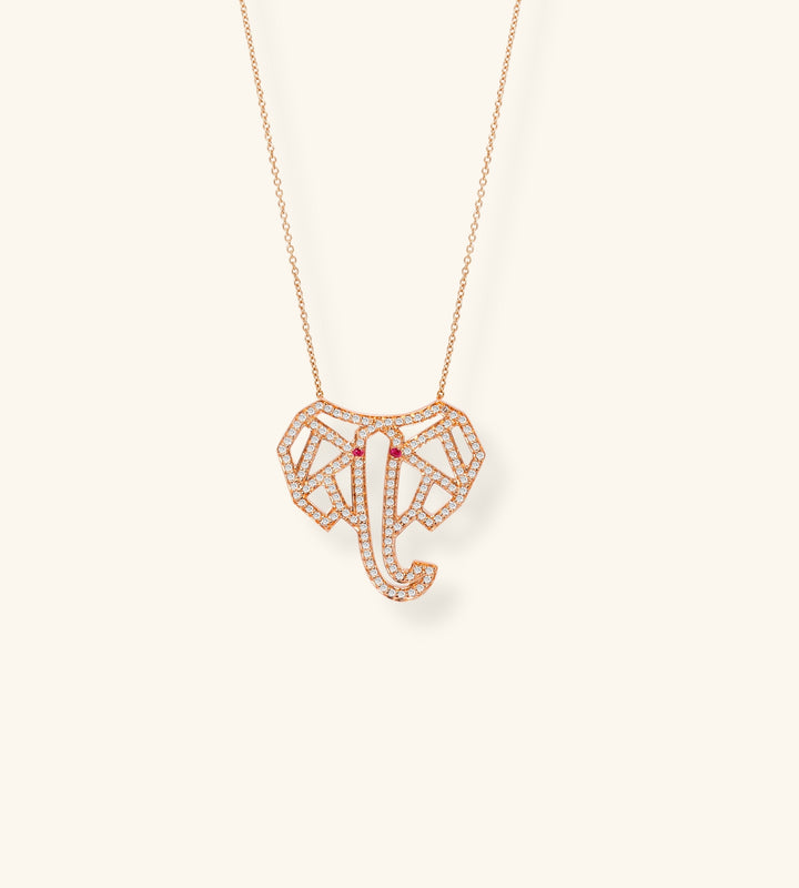 Elephant Necklace, Geometric Pavé