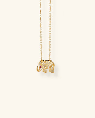 Baby Elephants Necklace Pavé