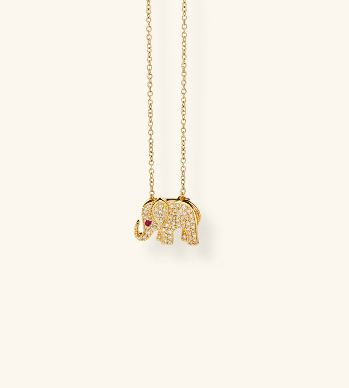 Baby Elephants Necklace Pavé