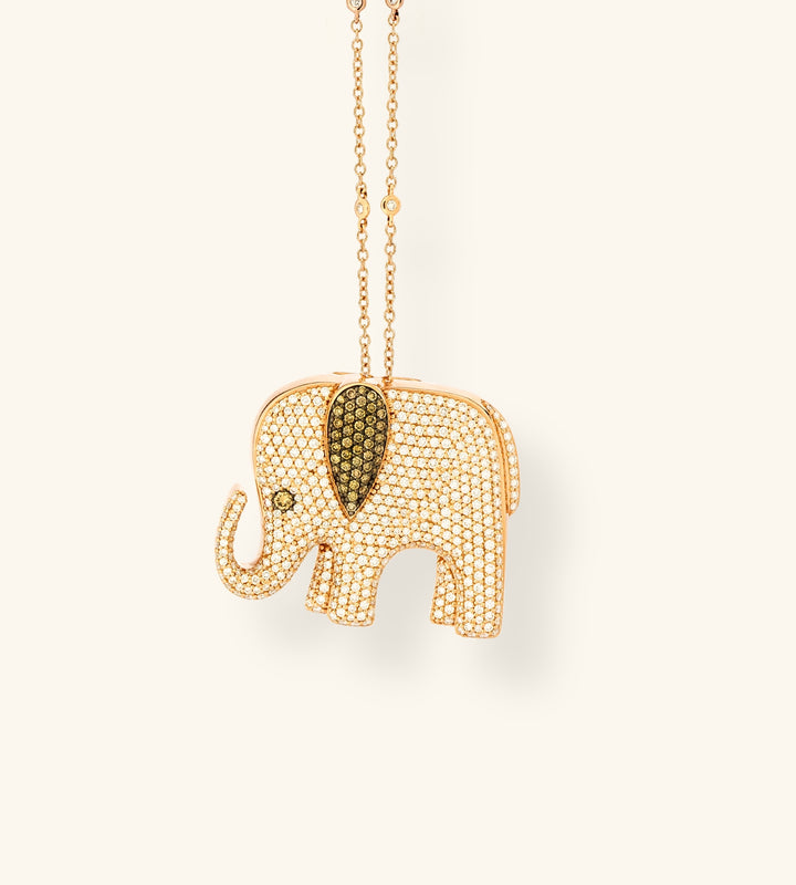 Elephant Necklace, Large Version Pavé