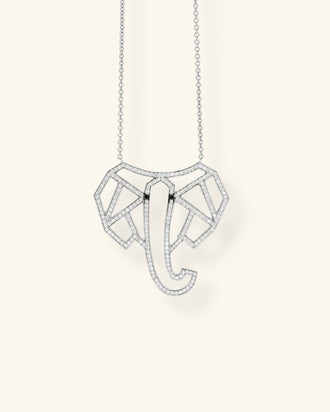 Elephants Necklace, Geometric Large Version Pavé