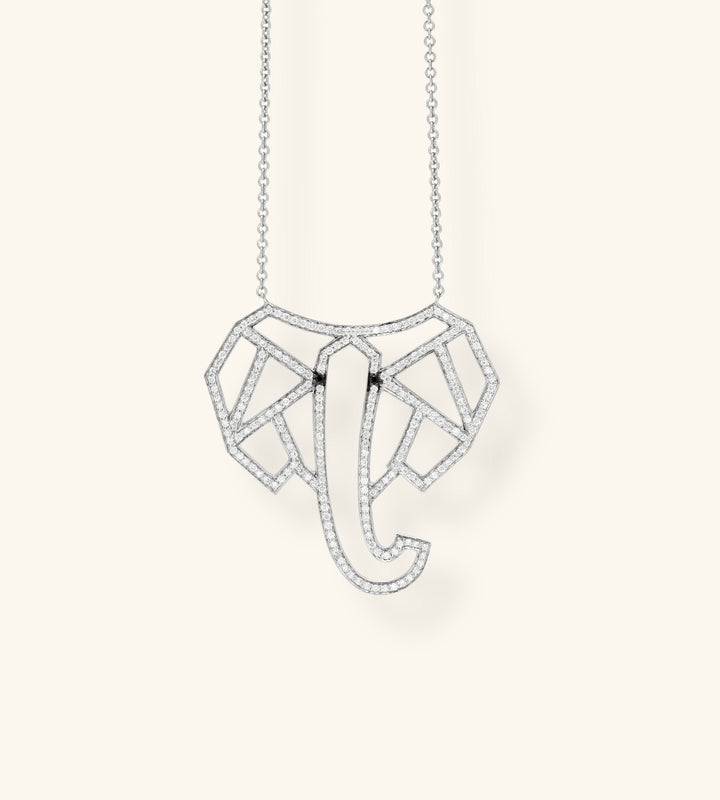 Elephants Necklace, Geometric Large Version Pavé