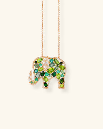 Elephants Necklace, Green