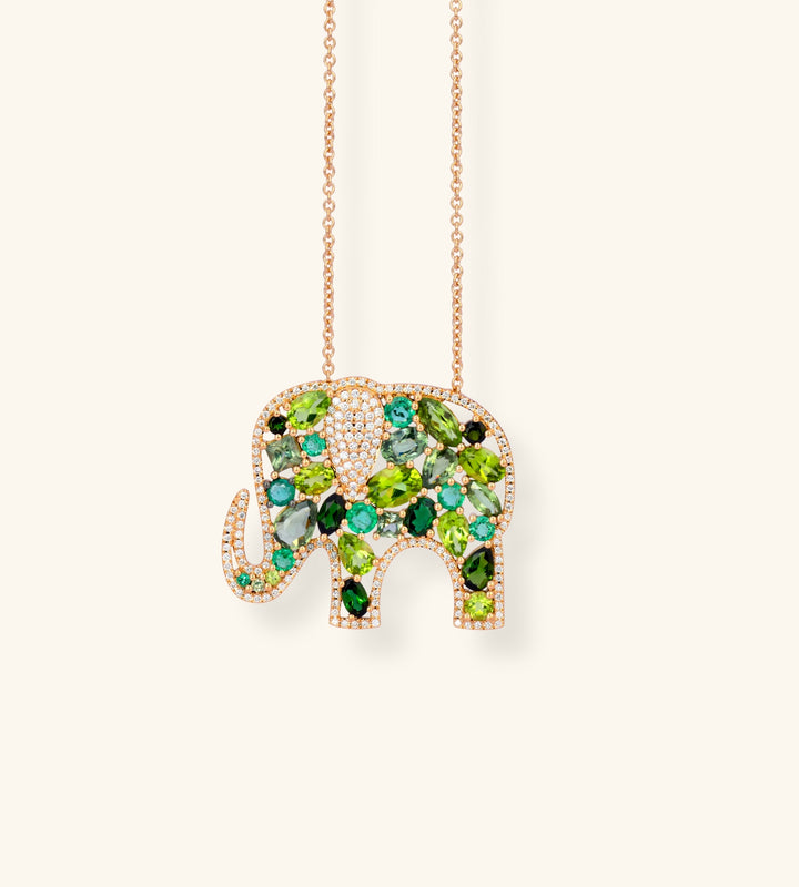 Elephants Necklace, Green