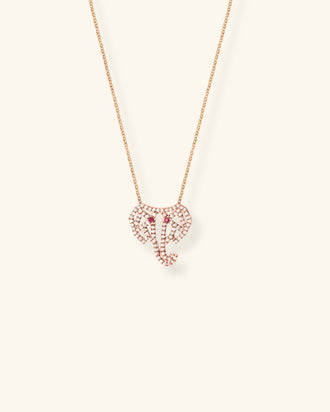 Baby Elephants Necklace, Geometric Pavé