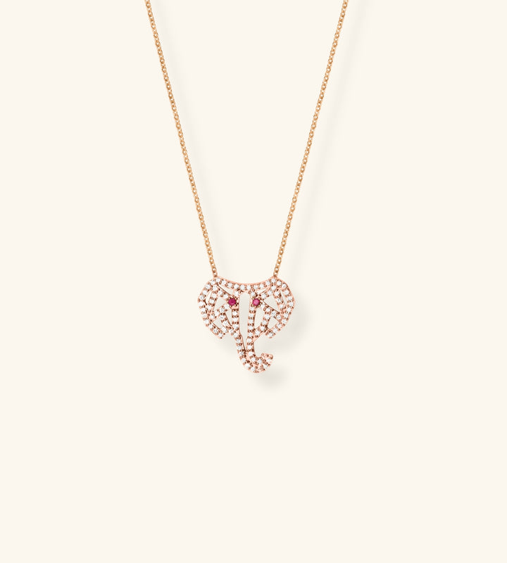 Baby Elephants Necklace, Geometric Pavé