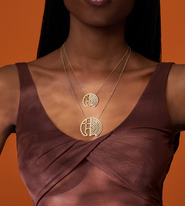 Elephants Necklace, Radial Pavé
