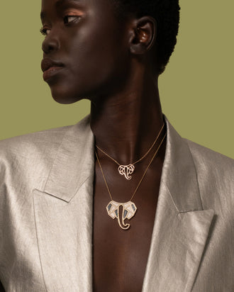 Elephant Necklace, Geometric, Mother-of-Pearl