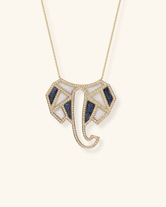 Elephant Necklace, Geometric, Mother-of-Pearl