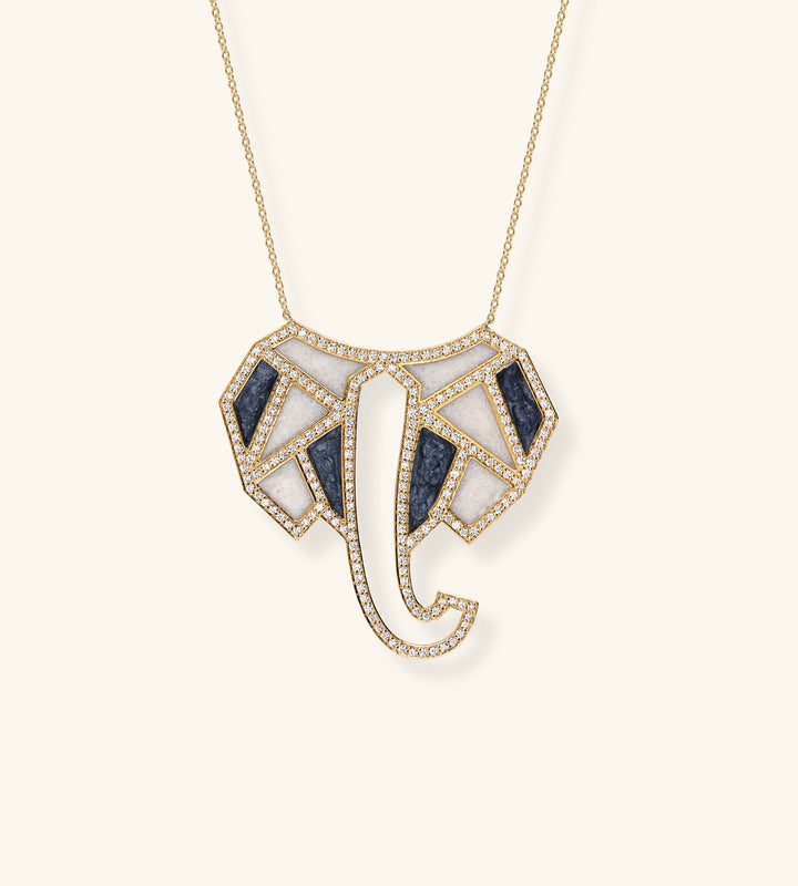Elephant Necklace, Geometric, Mother-of-Pearl